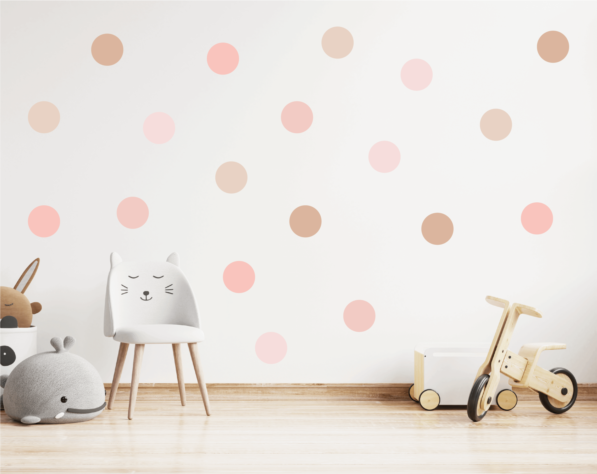 Muursticker boho cirkels polka dots nude kinderkamer