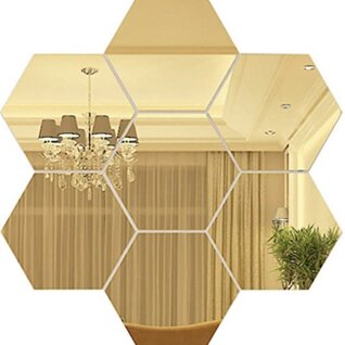 Spiegel goud/zilver/rose goud hexagon decoratie acryl wanddecoratie