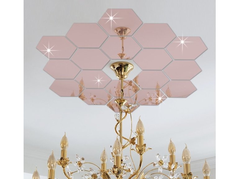 Spiegel goud/spiegel/rose goud hexagon decoratie acryl wanddecoratie