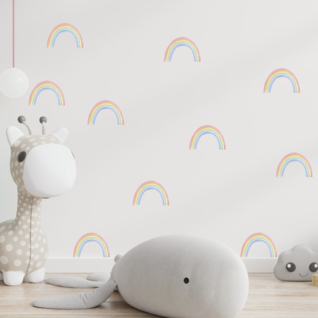 Muurstickers regenboogjes pastel mini kinderkamer Muurstickers regenboogjes pastel mini kinderkamer
