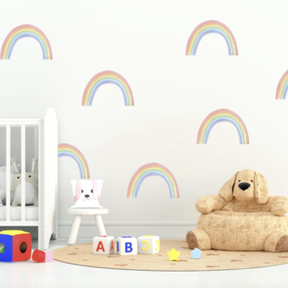 Muurstickers regenboogjes pastel kinderkamer medium