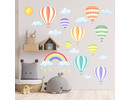 Muurstickers babykamer regenboog luchtballonen en wolkjes