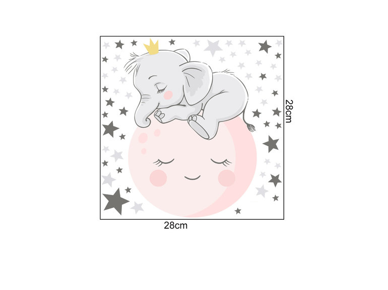 Muursticker glow in the dark olifant babykamer