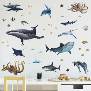 Muursticker zeedieren oceaan set kinderkamer Muursticker zeedieren oceaan set kinderkamer