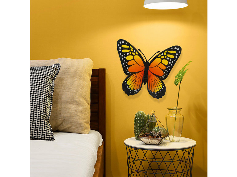 Muursticker wanddecoratie 3d vlinder XL oranje geel