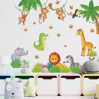 Muursticker jungle dieren mix kinderkamer Muursticker jungle dieren mix kinderkamer