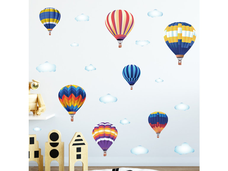Muursticker luchtballonnen en wolken  kinderkamer