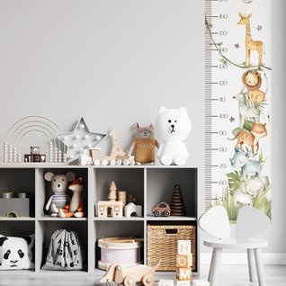 Muursticker groeimeter jungle dieren kinderkamer Muursticker groeimeter jungle dieren kinderkamer
