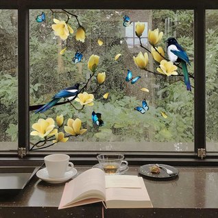 Raamsticker vogels op tak zelfklevend Raamsticker vogels op tak zelfklevend