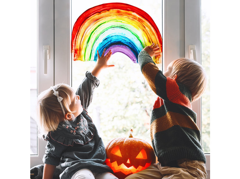 Statische raamsticker regenboog kinderkamer