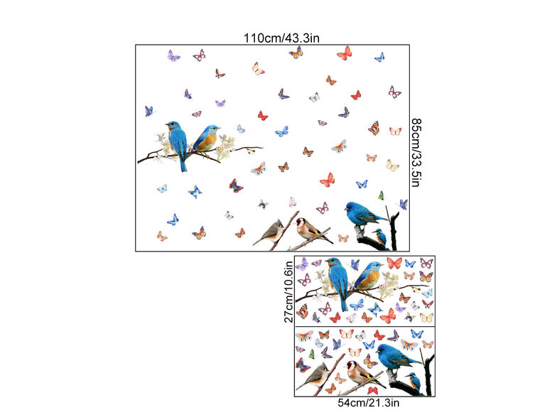 Statische raamstickers vogels en vlinders