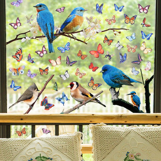 Statische raamsticker vogels en vlinders Statische raamsticker vogels en vlinders