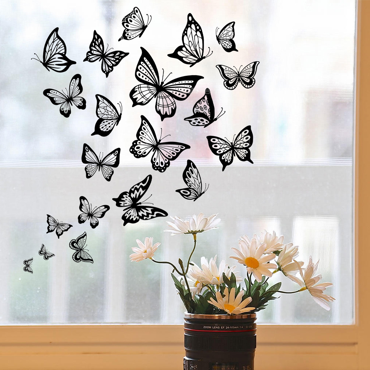 Statisch raamsticker vlinders zwart