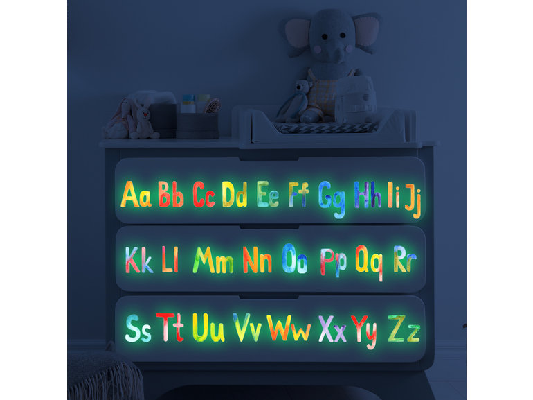 Glow in the dark muursticker letters kinderkamer educatief