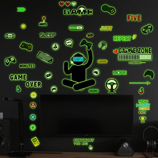 Muursticker game glow in the dark kinderkamer