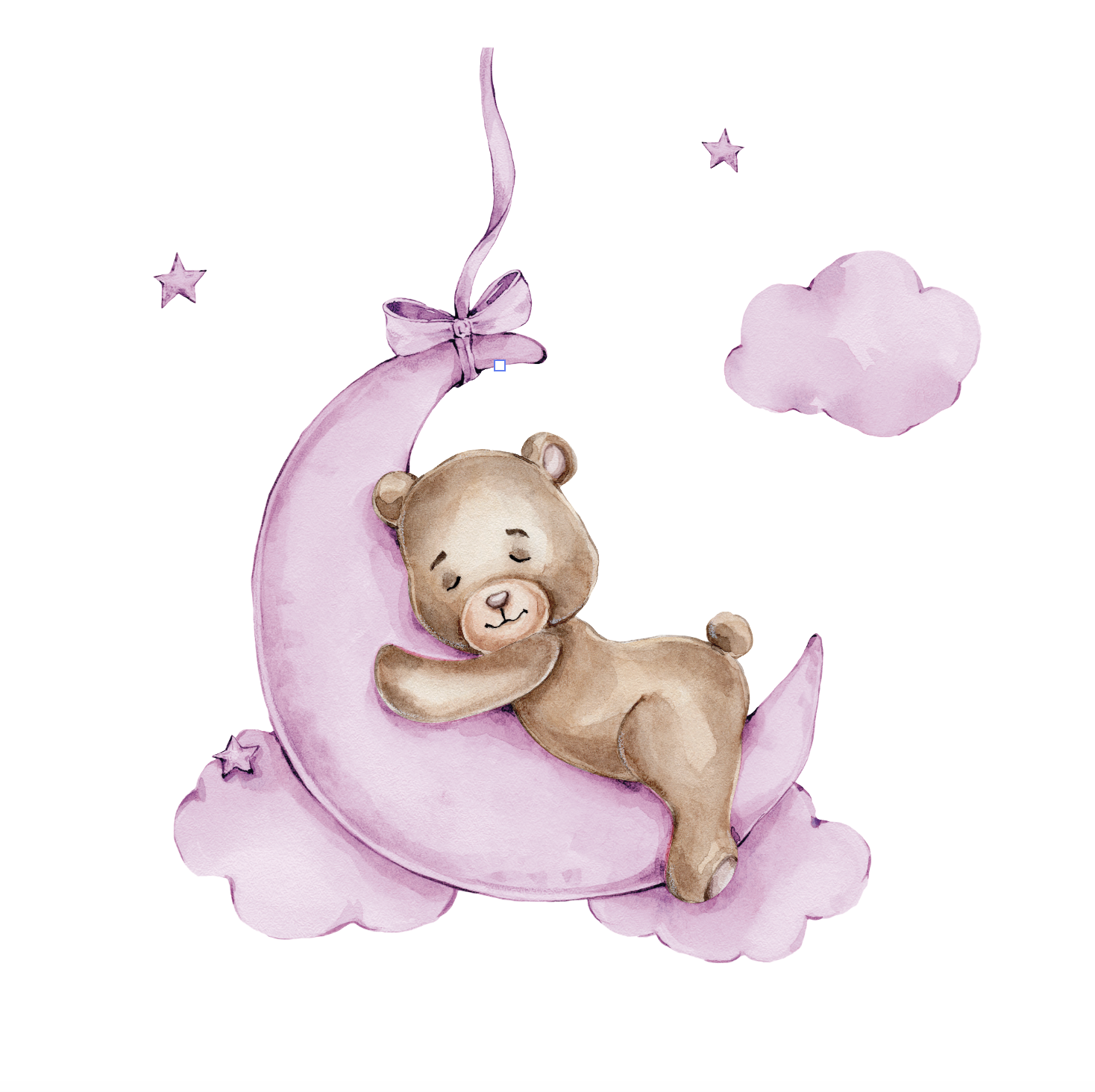 Muursticker beer op maan babykamer roze