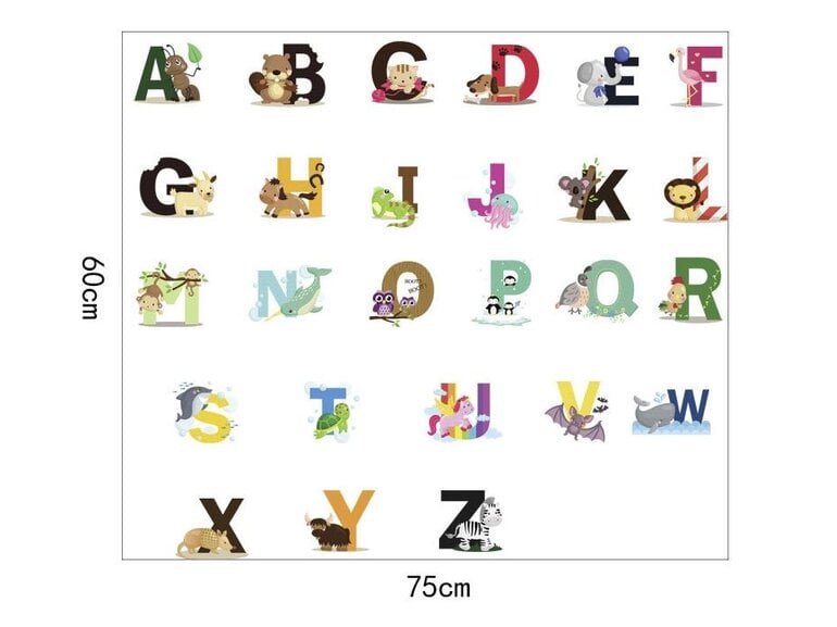 Muursticker alphabet letters (engels) kinderkamer educatief