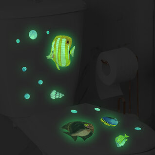 Glow in the dark Muursticker Vissen en bubbels Glow in the dark Muursticker Vissen en bubbels