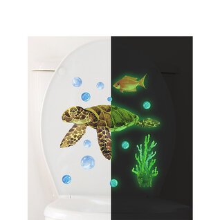 Glow in the dark Muursticker Schildpad, vis en bubbels Glow in the dark Muursticker Schildpad, vis en bubbels