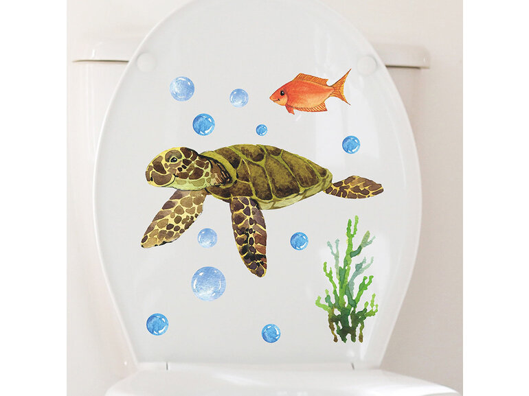 Glow in the dark Muursticker Schildpad, vis en bubbels