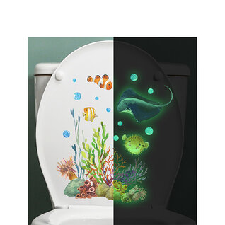 Glow in the dark Muursticker Onder water vissen en koraal Glow in the dark Muursticker Onder water vissen en koraal