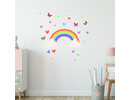 Glow in the dark Muursticker Regenboog met hartjes, vlinders en wolkjes