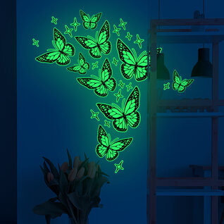 Muursticker Glow in the darkvlinders Muursticker Glow in the darkvlinders