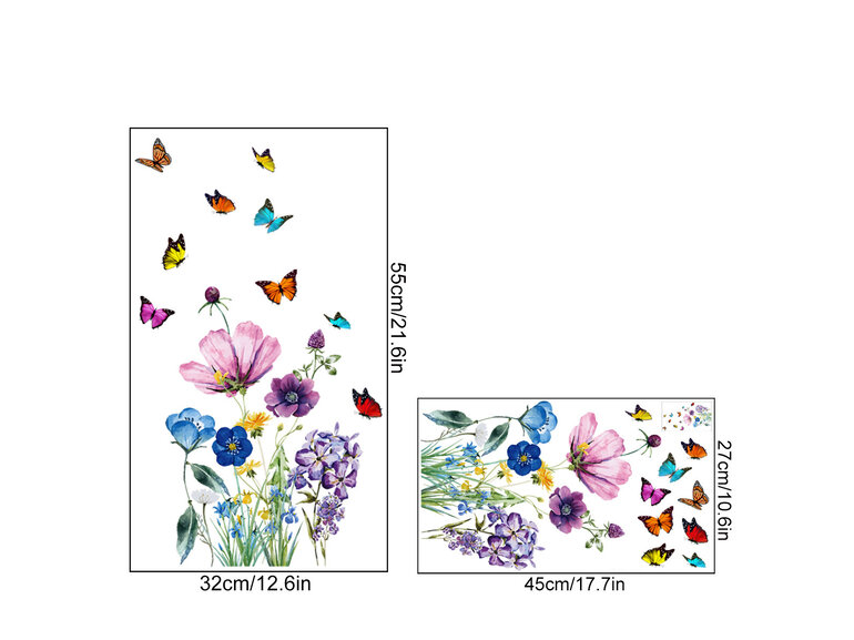 Statische raamdecoratie vlinders / bloemen herbruikbaar.