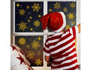 Statische raamdecoratie kerst sneeuwvlokken en sterren goud glitter herbruikbaar. Statische raamdecoratie kerst sneeuwvlokken en sterren goud glitter herbruikbaar.