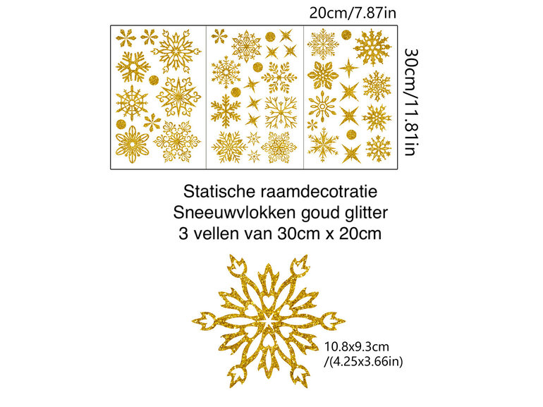 Statische raamdecoratie kerst sneeuwvlokken en sterren goud glitter herbruikbaar. Statische raamdecoratie kerst sneeuwvlokken en sterren goud glitter herbruikbaar.