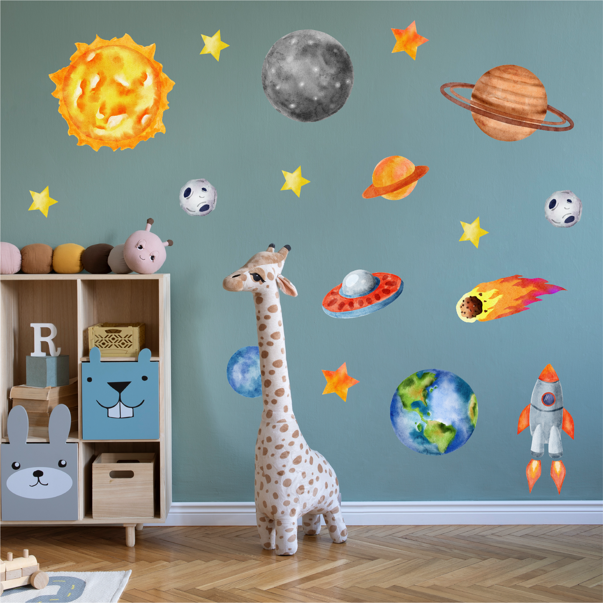 Muursticker ruimte galaxy planeten kinderkamer