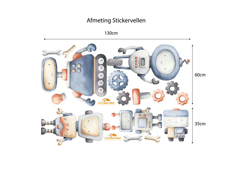 Muurstickers robot designs voor jongenskamer