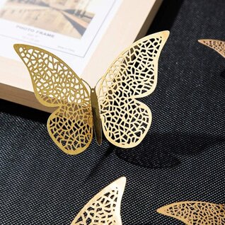 12 stuks gouden 3d vlinders muurdecoratie (2)