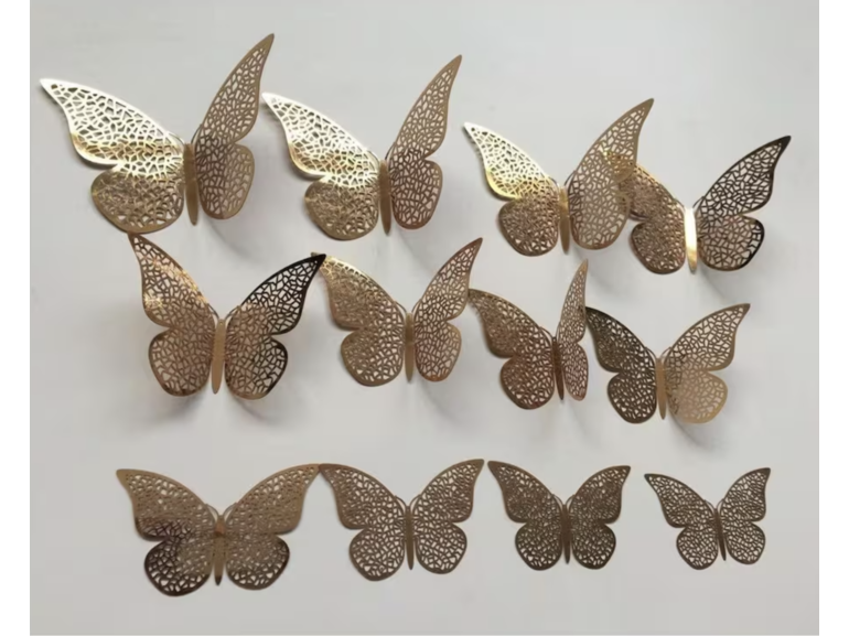 12 stuks gouden 3d vlinders muurdecoratie (2)