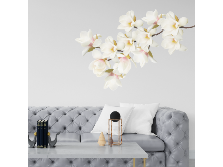 Magnolia bloemen wit muursticker
