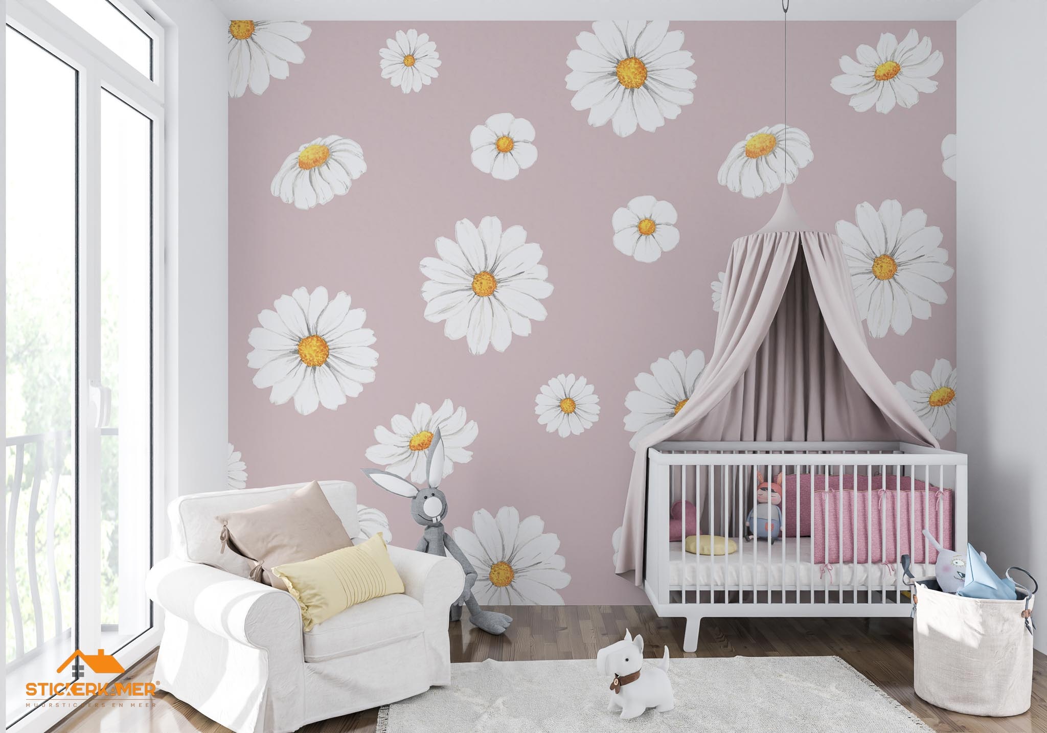 Daisy bloemen behang