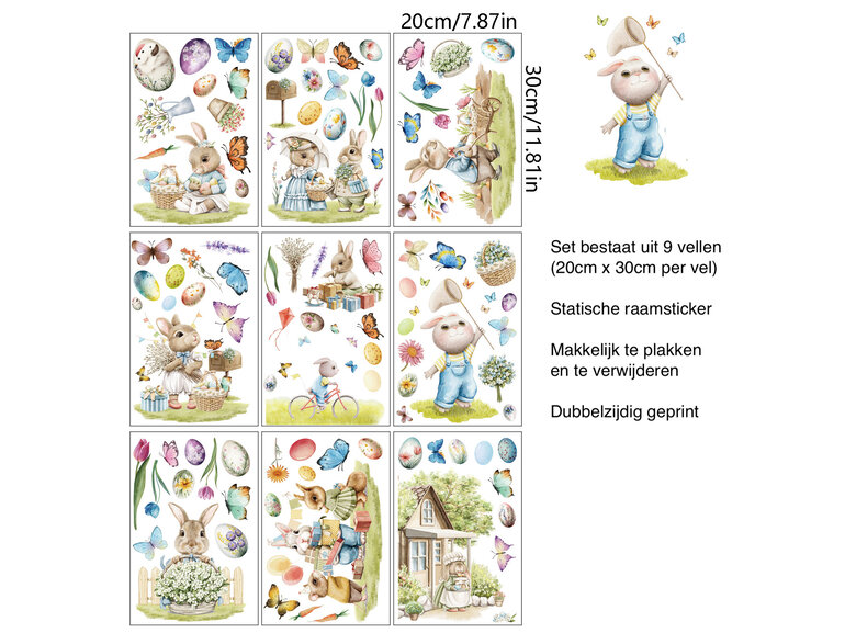 Raamsticker Pasen statisch XL set (9 vellen)