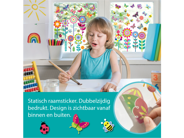 Stickerkamer Bloemen met vlinders Statische raamstickers 9 vellen