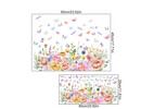 Kleurrijke pastel bloemenstrook, vlinders en libellen statische raamsticker - Copy