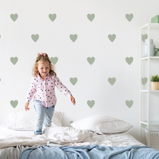Stickerkamer Muursticker hartjes sage 26 stuks Muursticker hartjes sage 26 stuks