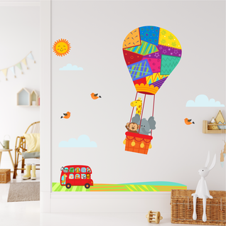 Muursticker luchtballon dieren - kinderkamer slaapkamer Muursticker luchtballon dieren - kinderkamer slaapkamer