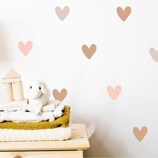 Muurstickers hartjes neutrale aardse kleuren - boho - kinderkamer - 36 stuks -  muurstickers Muurstickers hartjes neutrale aardse kleuren - boho - kinderkamer - 36 stuks -  muurstickers