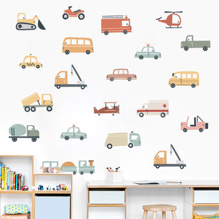 Muursticker voertuigen neutrale kleuren Muursticker voertuigen neutrale kleuren