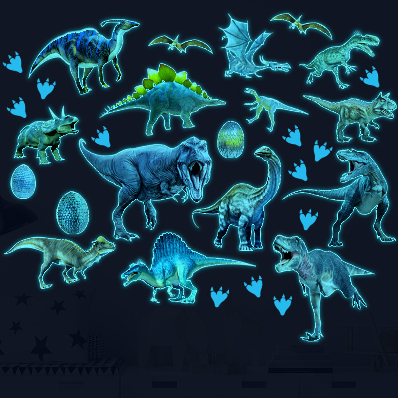Muursticker glow in the dark dinosaurus kinderkamer