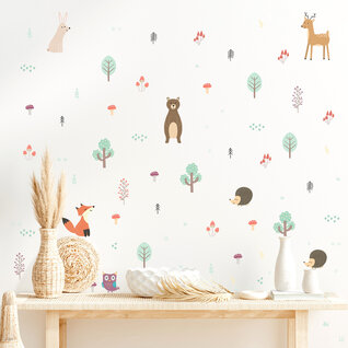 Herfst Muurstickers – Bosdieren, Boompjes en Paddenstoelen voor de Kinderkamer