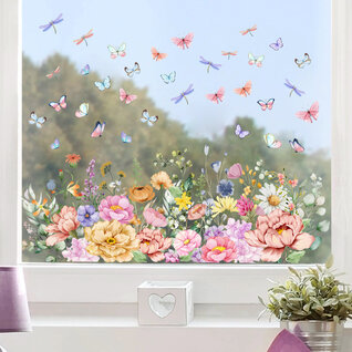 Statische raamsticker wilde bloemen - veldbloemen Statische raamsticker wilde bloemen - veldbloemen