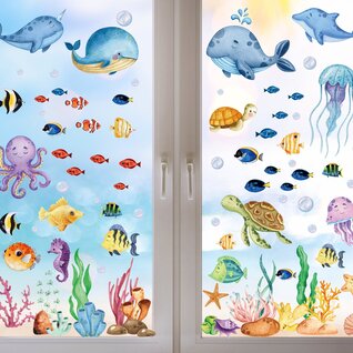 Stickerkamer Statische Onderwaterwereld Raamstickers Set Statische Onderwaterwereld Raamstickers Set