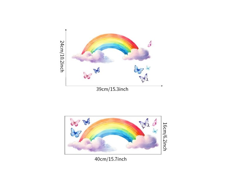 Glow in the Dark Regenboog Muursticker met Vlinders – mooi voor in de Kinderkamer Stickerkamer Glow in the Dark Regenboog Muursticker met Vlinders – mooi voor in de Kinderkamer