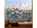 Stickerkamer Statische  bloesem tak raamsticker  dubbelzijdig geprint met Bloemen, Vogels en Vlinders – Dubbelzijdige Decoratie voor Ramen & Glas