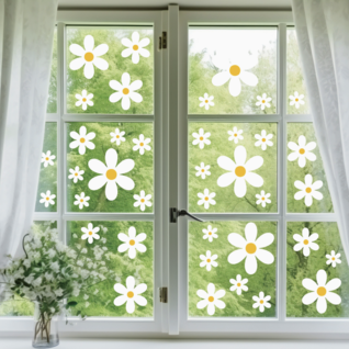 Stickerkamer Statische Raamsticker Daisy Bloemen – Herbruikbare Madeliefjes Sticker voor Kinderkamer & Speelruimte Statische Raamsticker Daisy Bloemen – Herbruikbare Madeliefjes Sticker voor Kinderkamer & Speelruimte